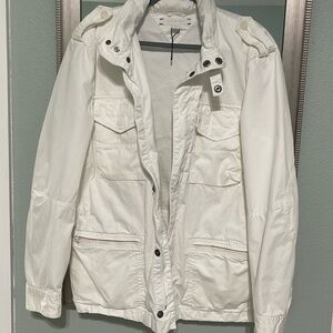 Tommy Hilfiger men’s white field cargo military jacket hooded size XL